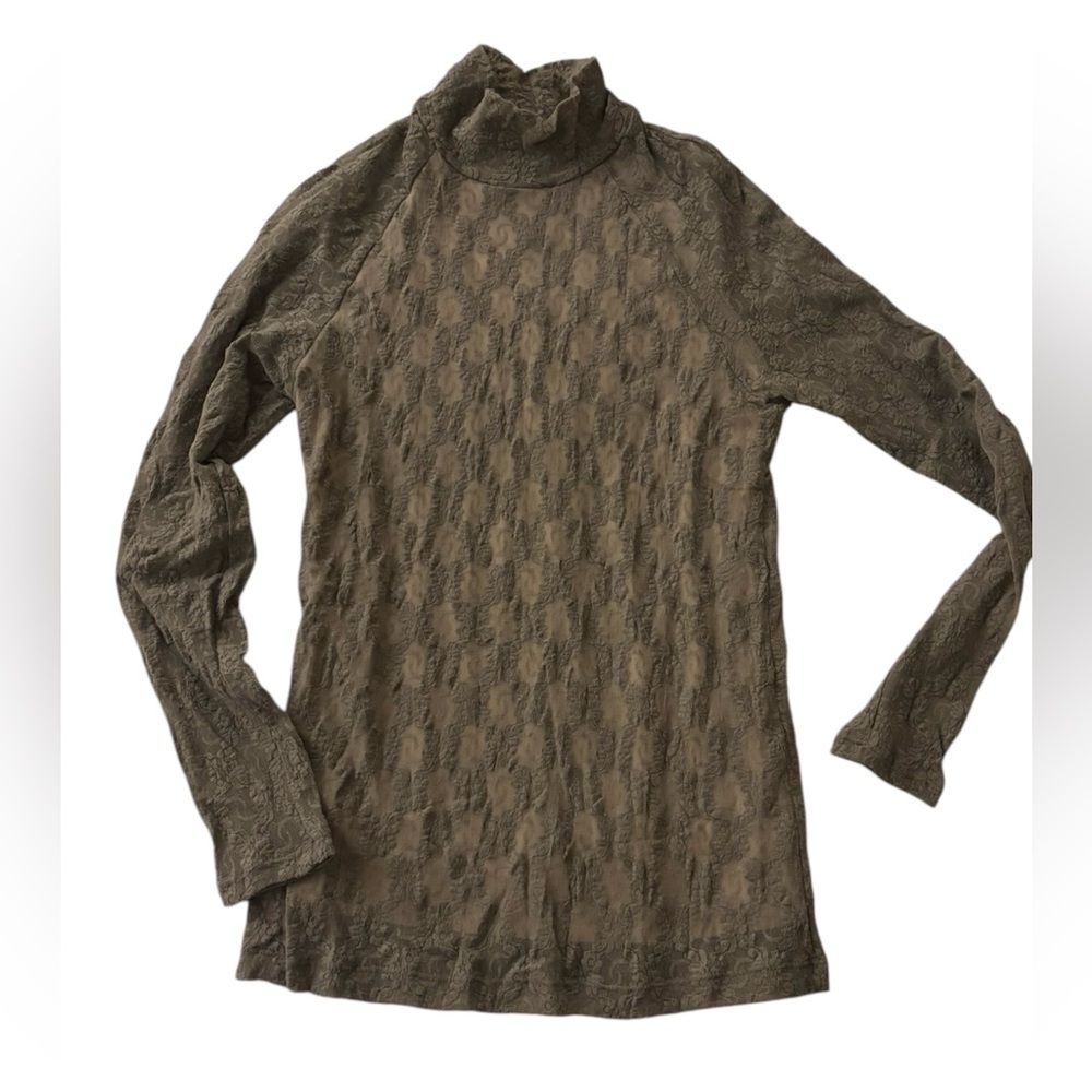 ONLY HEARTS Gray Lace Lined Nylon Turtleneck